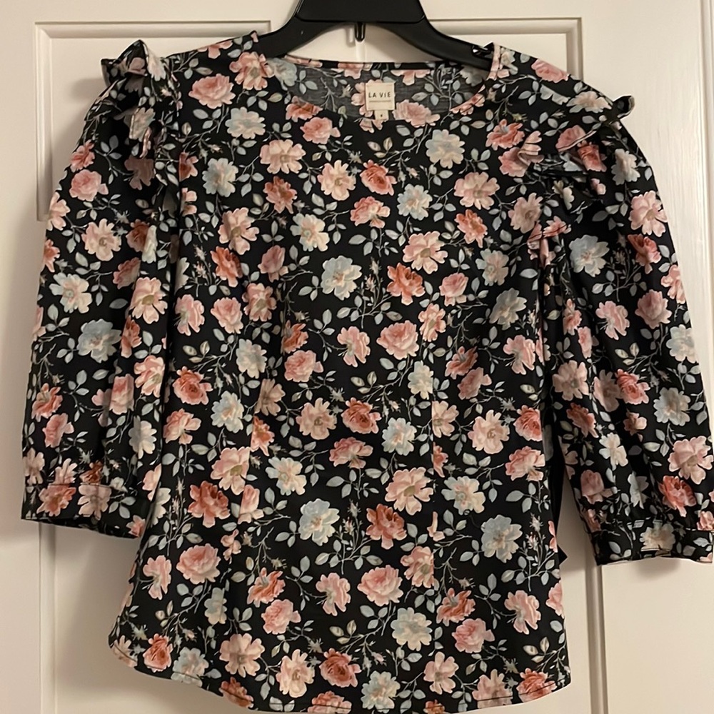 La Vie by Rebecca Taylor, floral shirt, size Small